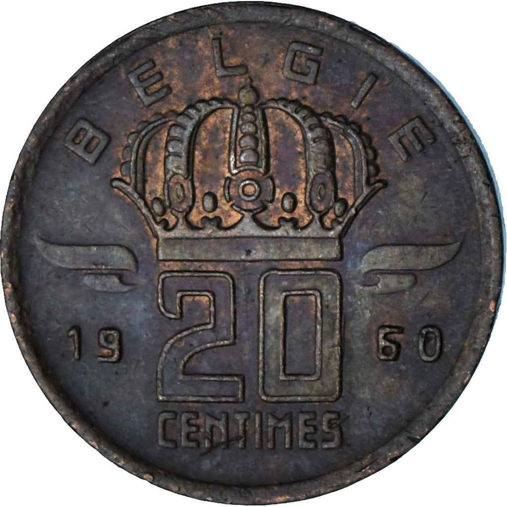 Belgia, 20 Centimes, 1960