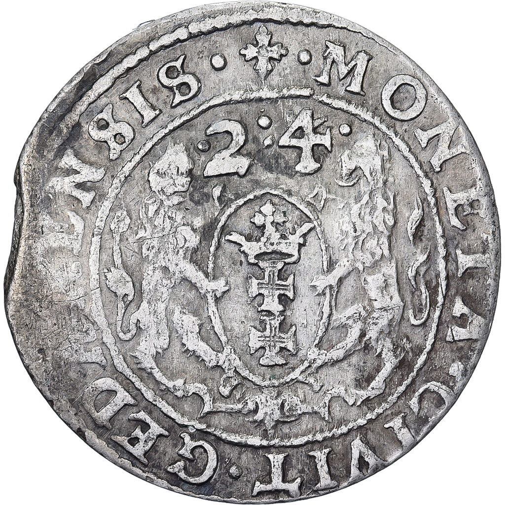 Poland–Lithuania, Sigismund III, 1/4 Thaler, 1624, Gdańsk, Silver, VF(20-25)