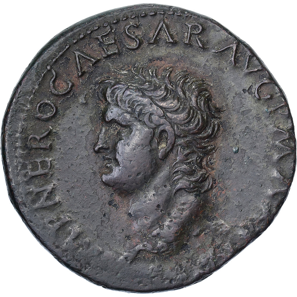 Nero, As, 62-68, Lugdunum, Bronze, AU(50-53), RIC:544