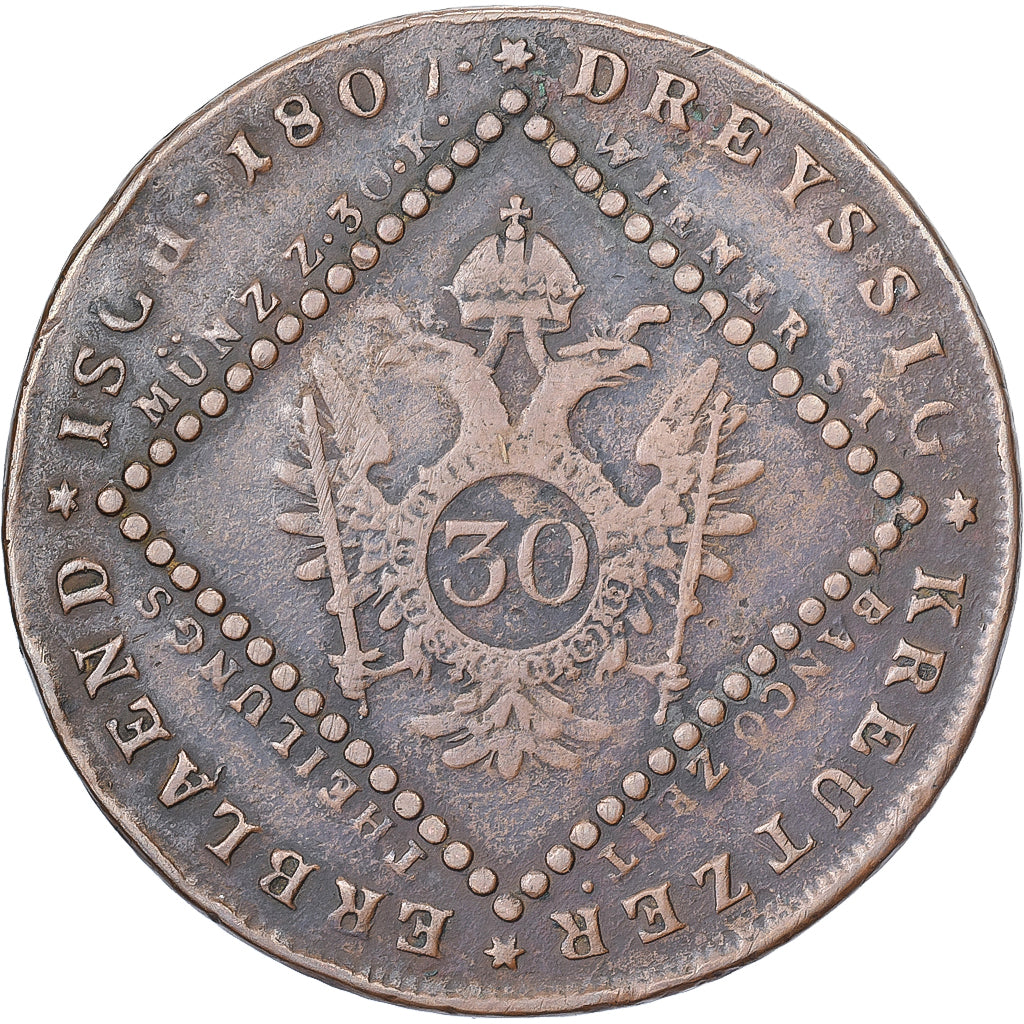 Austria, Franz I, 30 Kreuzer, 1807, Vienna, Copper, VF(20-25), KM:2149