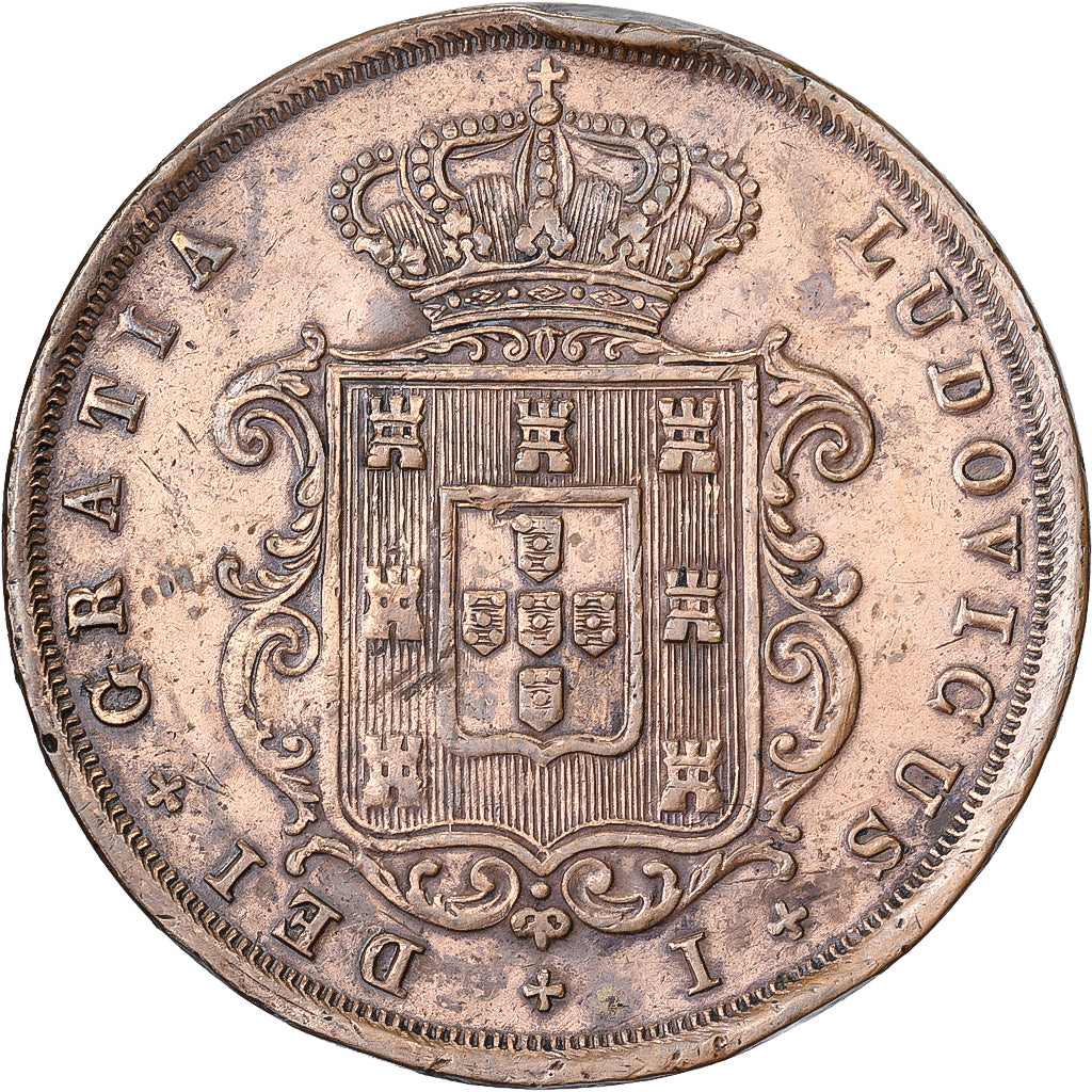 Portugal, Luiz I, 20 Reis, 1874, Lisbon, Miedź, AU(50-53), KM:515
