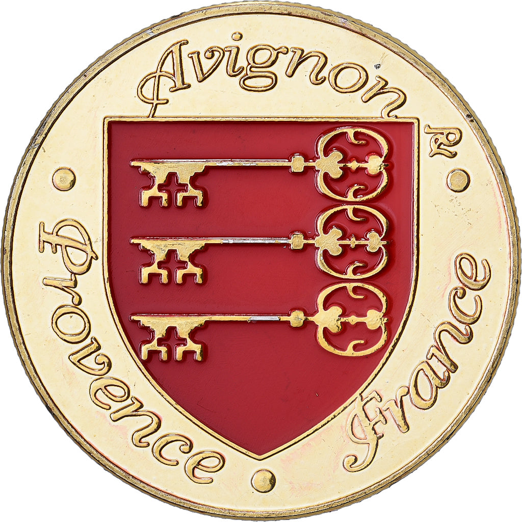 Frankreich, Medaille, Avignon - Le Pont d'Avignon, Gilt steel, Colourized, UNZ