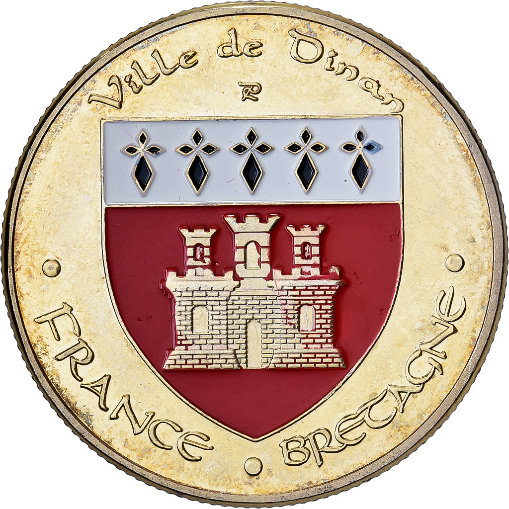 Frankreich, Medaille, Dinan - Rue de l'horloge, Gilt steel, Colourized, UNZ