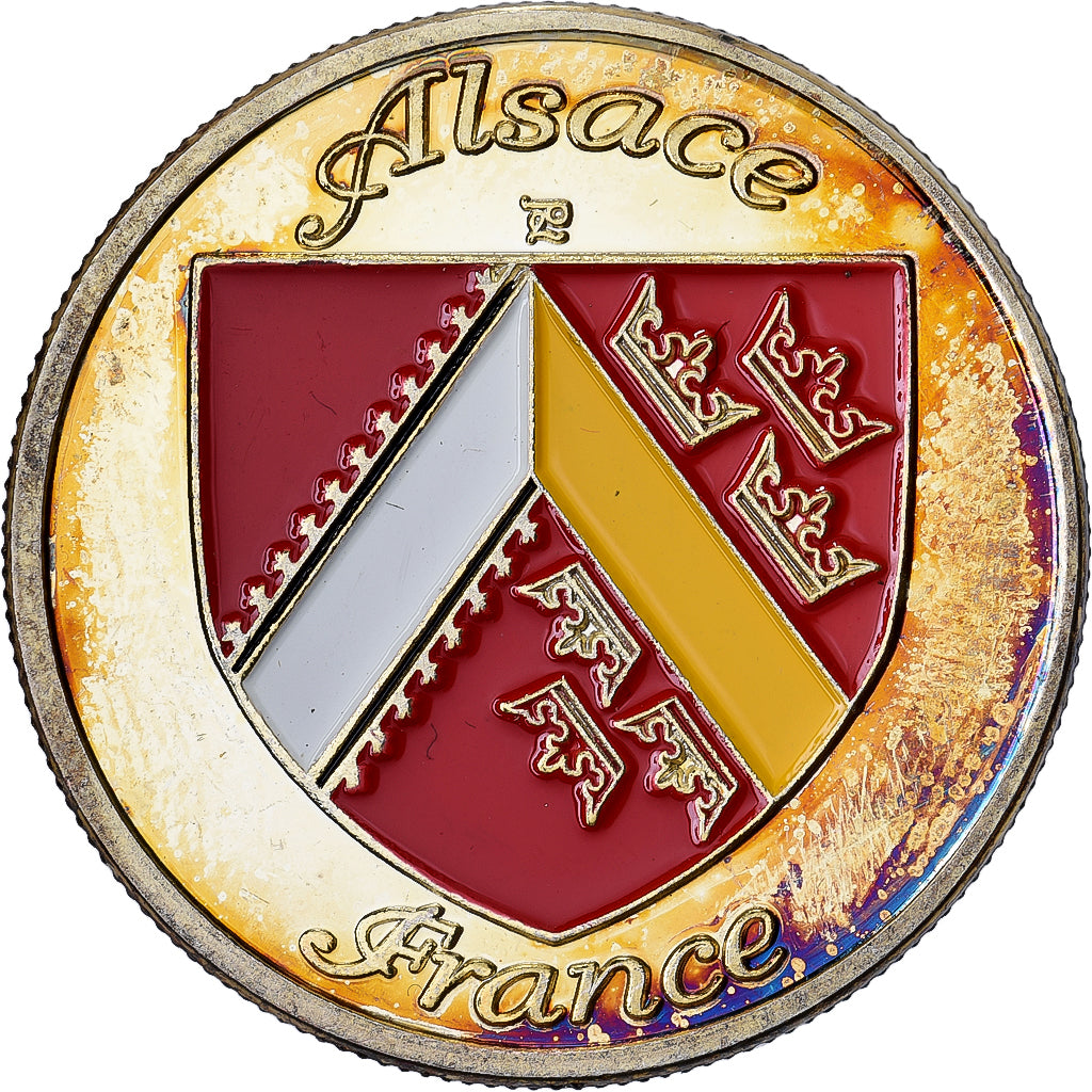 Frankreich, Medaille, Alsace - Coiffe alsacienne, Gilt steel, Colourized, UNZ