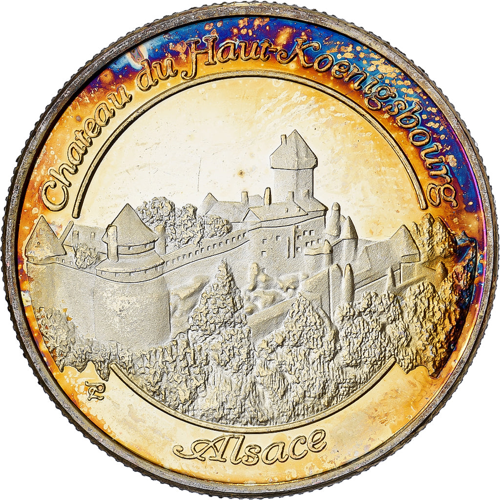 Frankreich, Medaille, Château du Haut-Koenigsbourg, Gilt steel, Colourized, VZ+