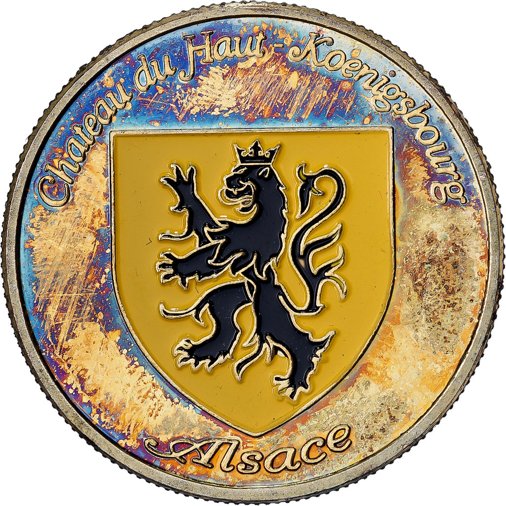 Frankreich, Medaille, Château du Haut-Koenigsbourg, Gilt steel, Colourized, VZ+