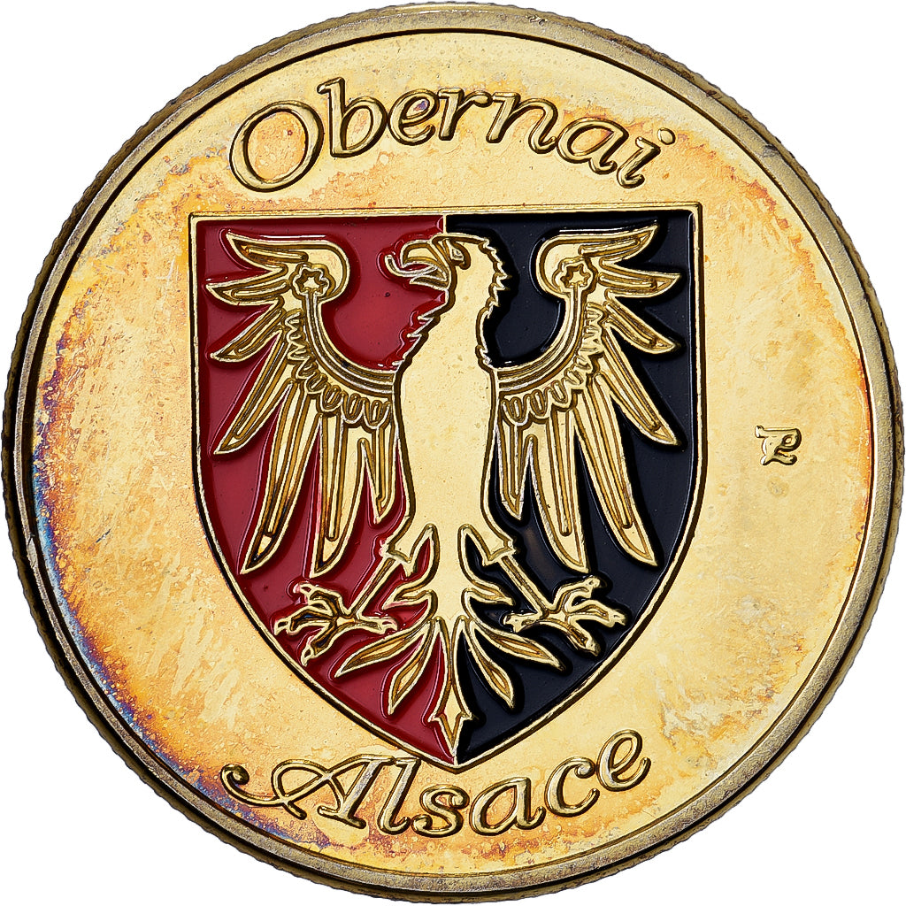 Frankreich, Medaille, Obernai - La place du marché, Gilt steel, Colourized, UNZ