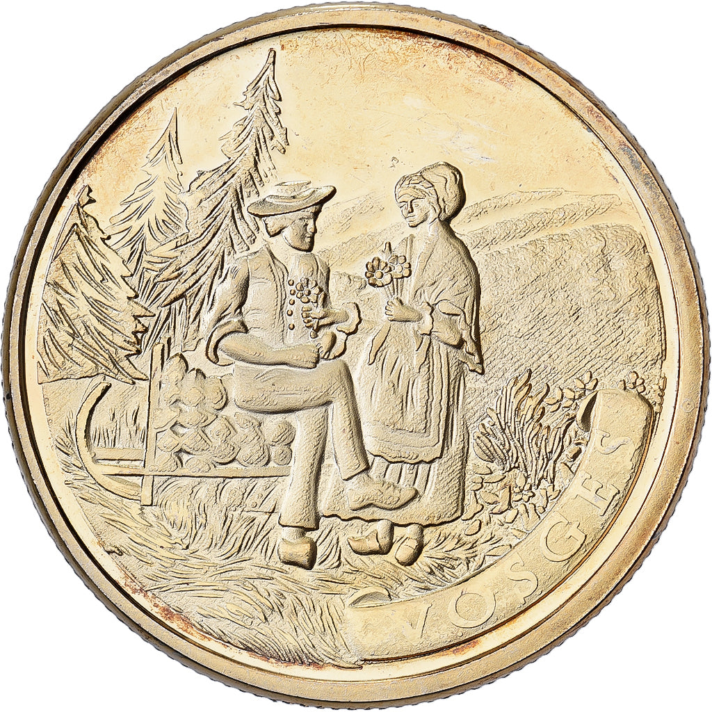 Frankreich, Medaille, Les Vosges, Gilt steel, Colourized, UNZ