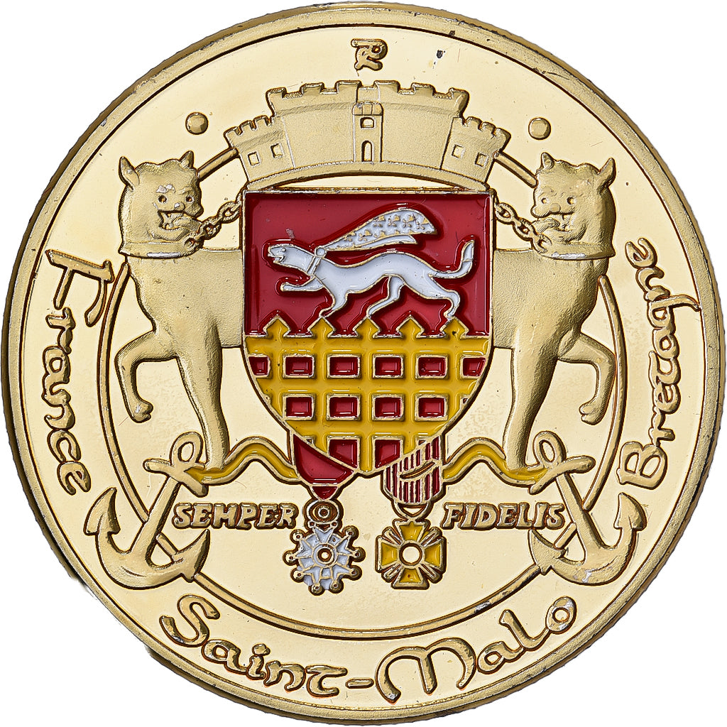 Frankreich, Medaille, Saint-Malo, Gilt steel, Colourized, UNZ