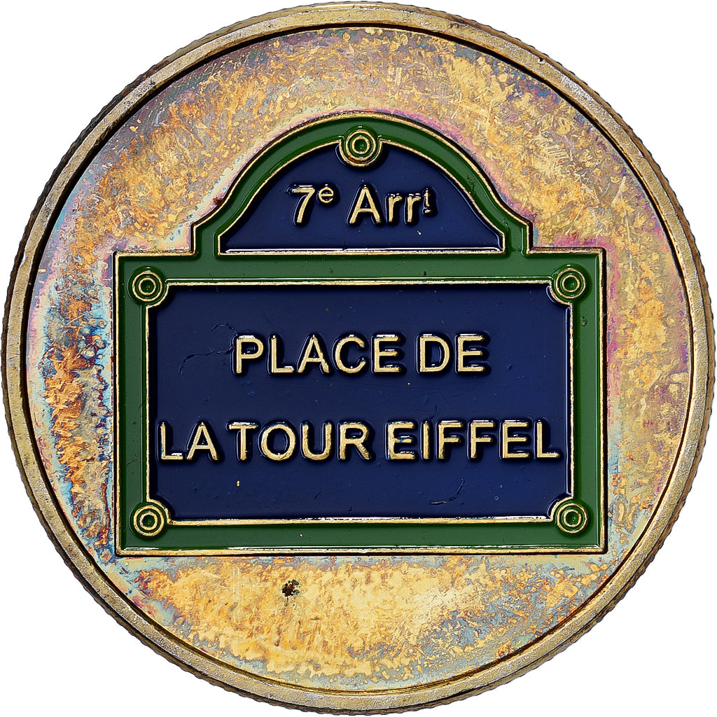 Francja, medal, Paris, place de la tour Eiffel, Gilt steel, Colourized