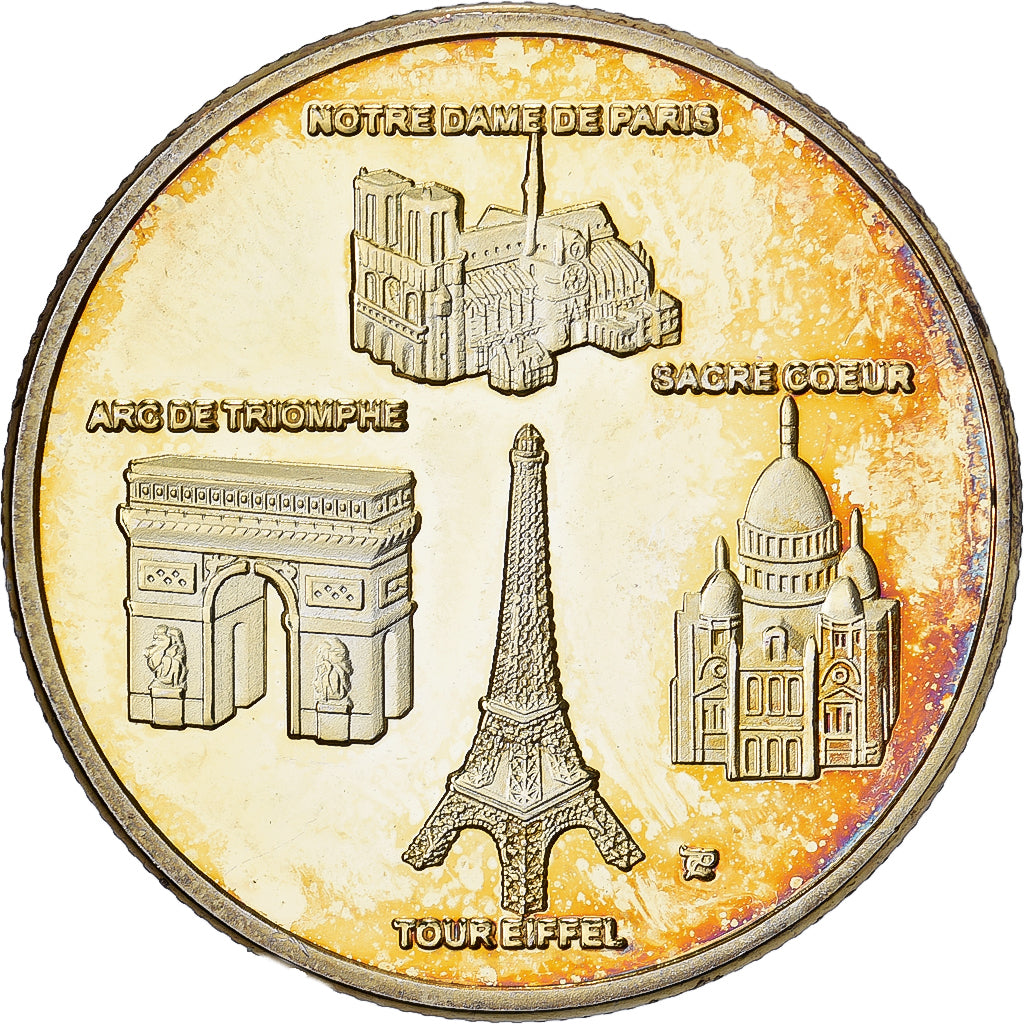 Frankreich, Medaille, Monuments de Paris, Gilt steel, Colourized, VZ+