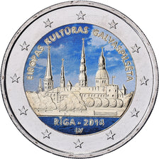 Lettonie, 2 Euro, Riga, Capitale européenne de la Culture 2014, Colorisé, 2014