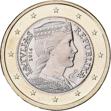 Latvia, 1 Euro, 2014, Karlsruhe, Bi-Metallic, UNZ