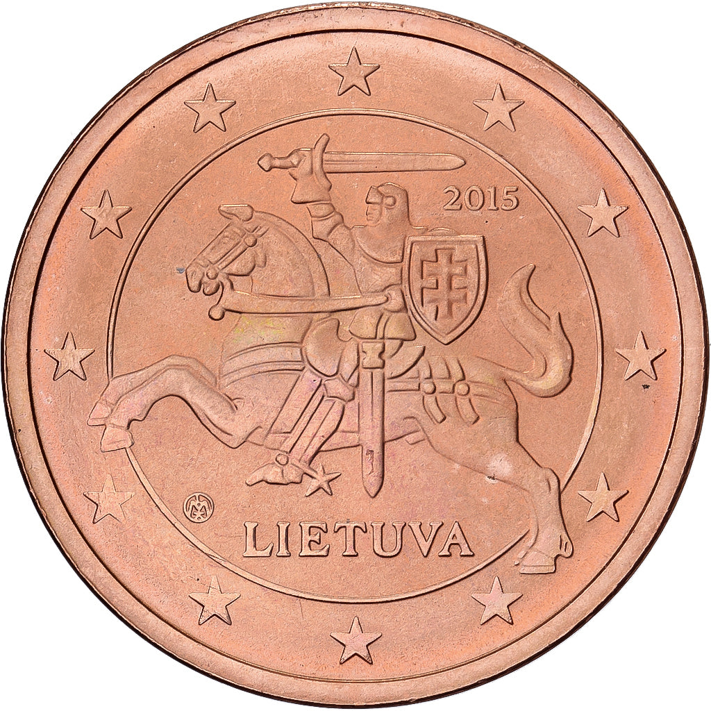 Lithuania, 2 Centimes, 2015, Vilnius, Copper Plated Steel, STGL