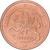 Lithuania, 2 Centimes, 2015, Vilnius, Copper Plated Steel, STGL