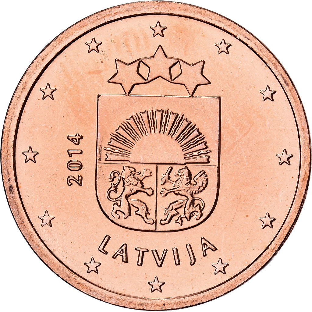 Latvia, 2 Centimes, PP, 2014, Stuttgart, Copper Plated Steel, STGL