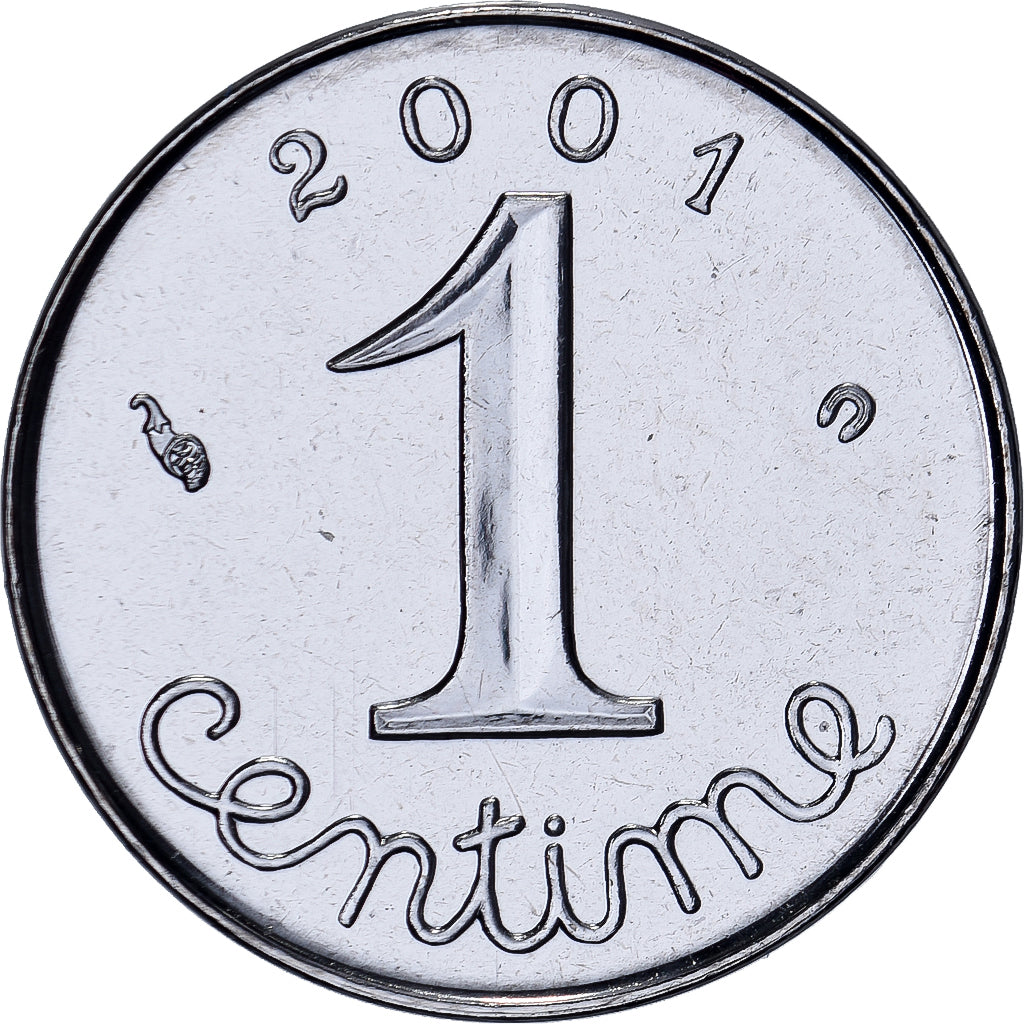 Francja, 1 Centime, Épi, 2001, MDP, Série BU, Stal nierdzewna, MS(65-70)