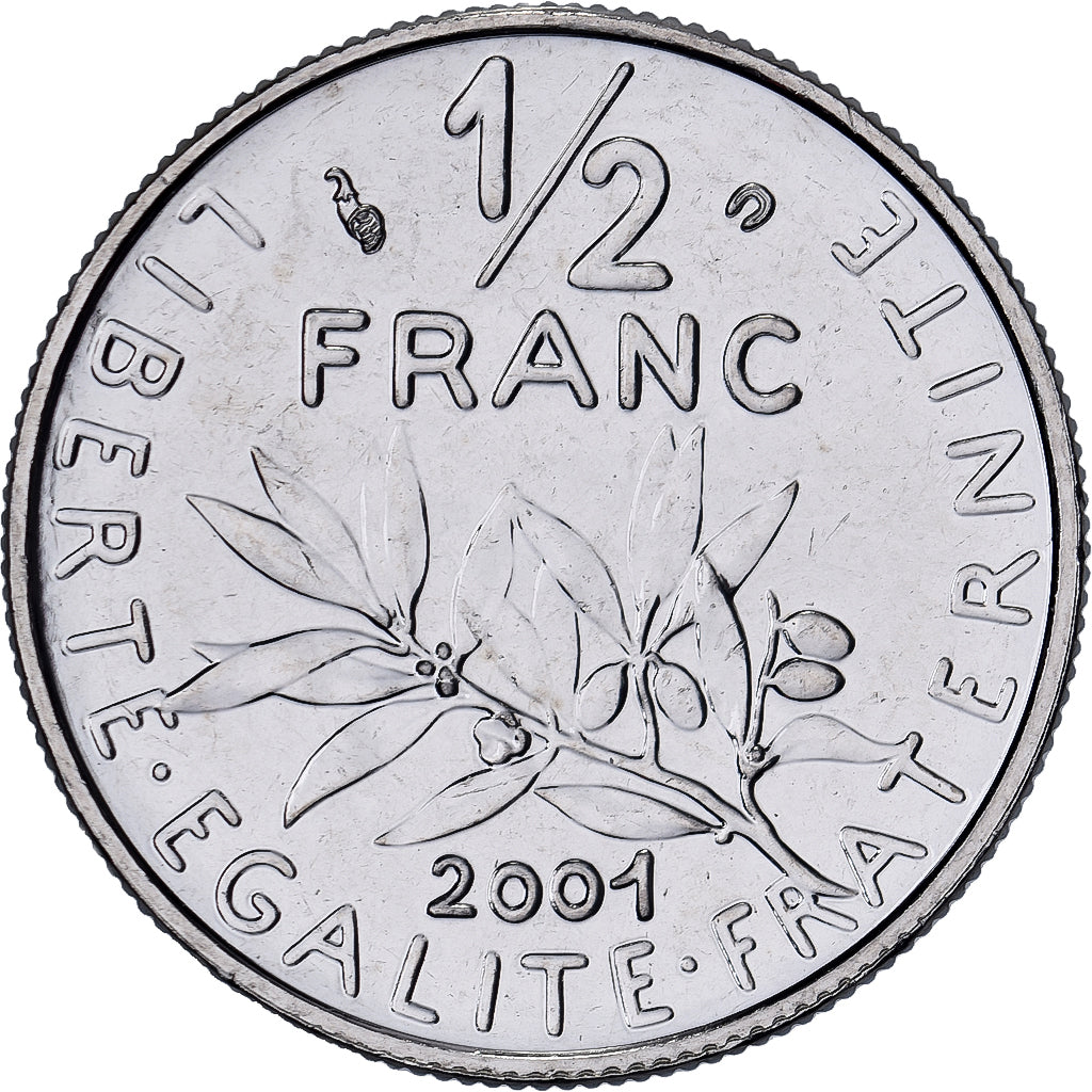 Francja, 1/2 Franc, Semeuse, 2001, MDP, Série BU, Nikiel, MS(65-70)