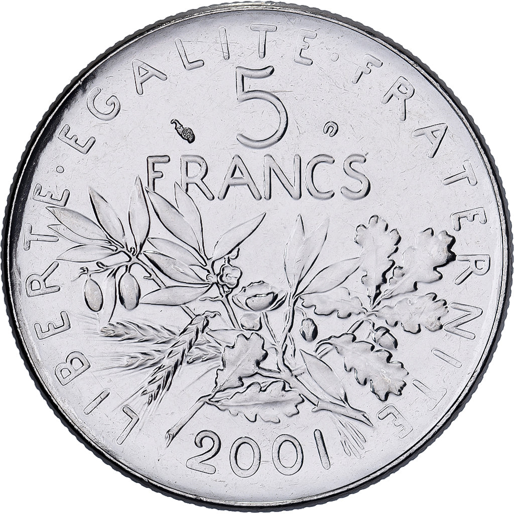 Francja, 5 Francs, Semeuse, 2001, MDP, Série BU, Cupronickel, MS(65-70)
