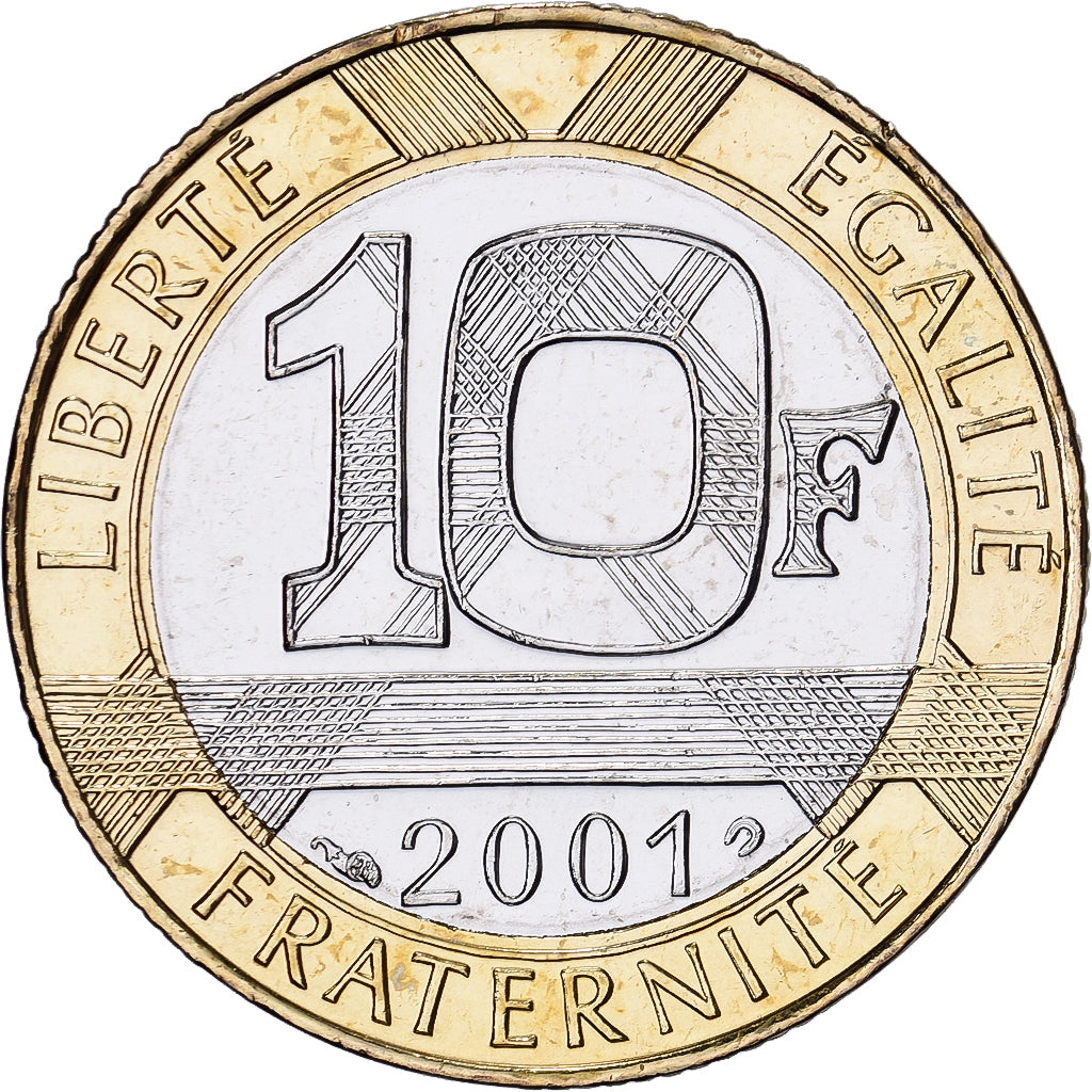 Francja, 10 Francs, Génie de la Bastille, 2001, MDP, Série BU, Bimetaliczny