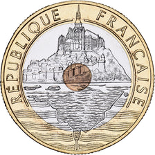 France, 20 Francs, Mont Saint-Michel, 2001, MDP, Série BU, Bi-Metallic