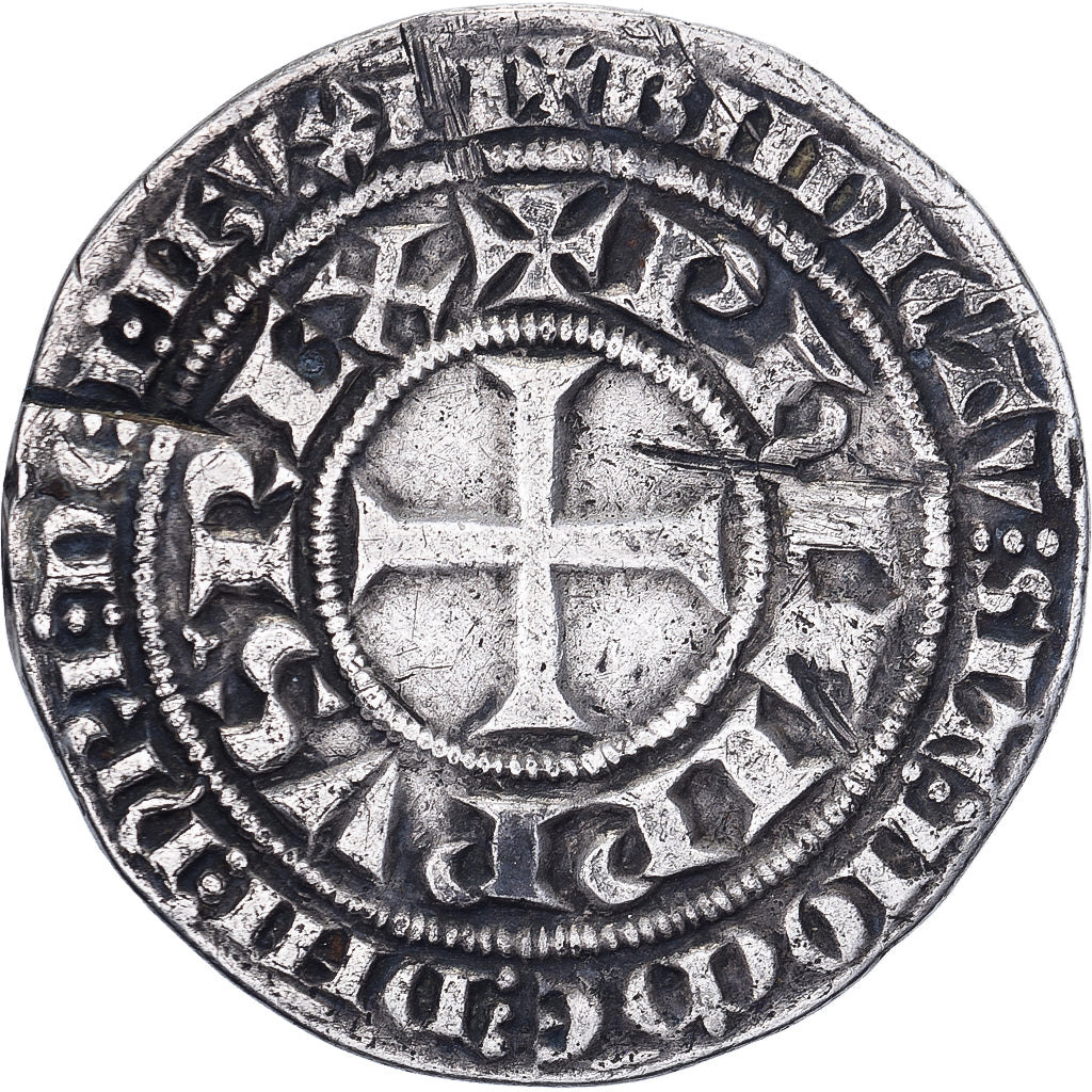 France, Philippe IV le Bel, Gros Tournois à l'O rond, 1285-1290, Argent, TB+