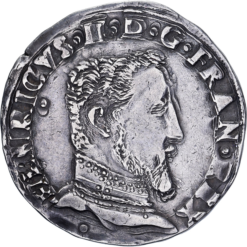 Frankrijk, Henri II, Teston à la tête nue, 1555, Toulouse, Zilver, ZF+