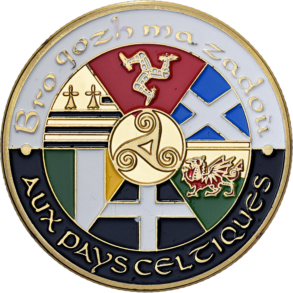 França, medalha, Bretagne - Aux pays celtiques, Gilt steel, Colourized, MS(63)