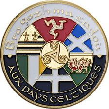 França, medalha, Bretagne - Aux pays celtiques, Gilt steel, Colourized, MS(63)