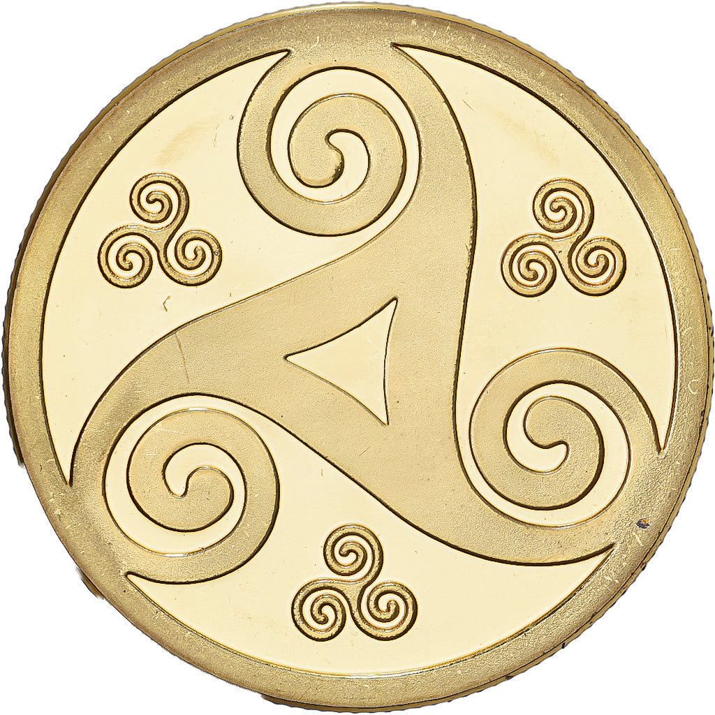 França, medalha, Bretagne - Aux pays celtiques, Gilt steel, Colourized, MS(63)