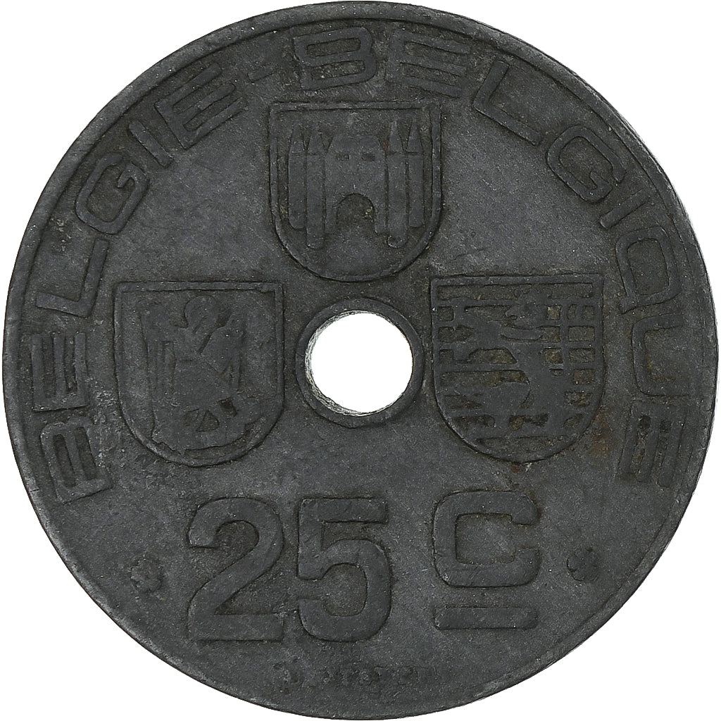 Belgium, 25 Centimes, 1945