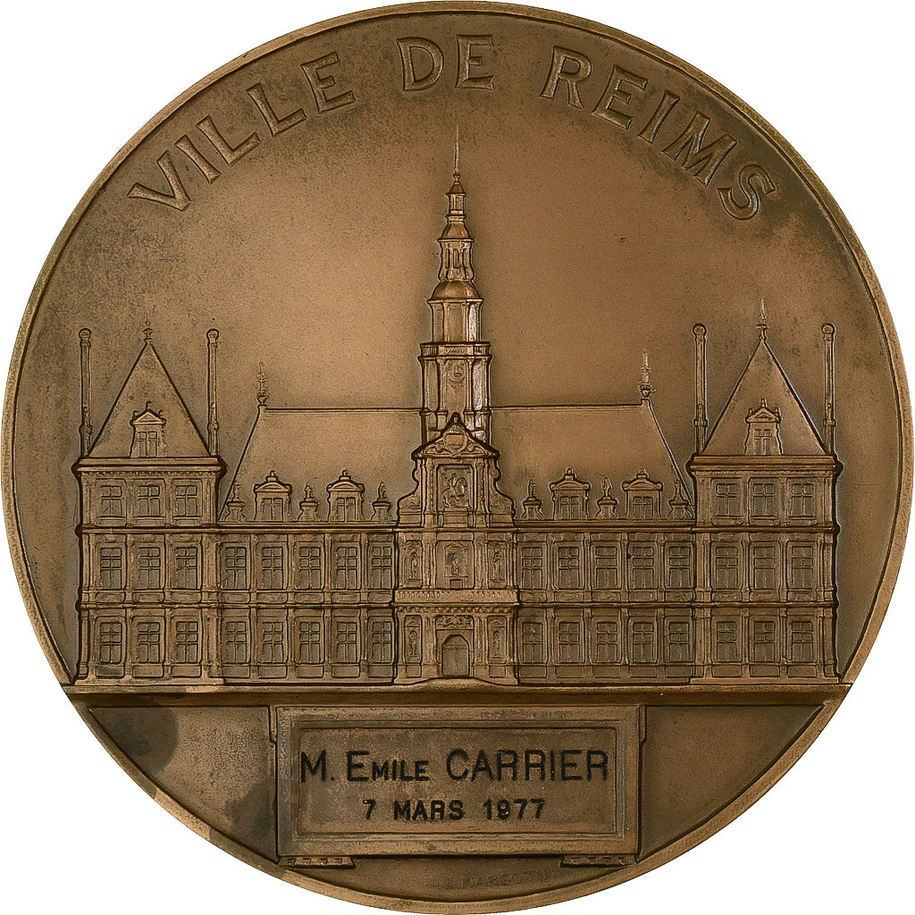 France, Médaille, Ville de Reims, 1977, Bronze, SUP, Margotin
