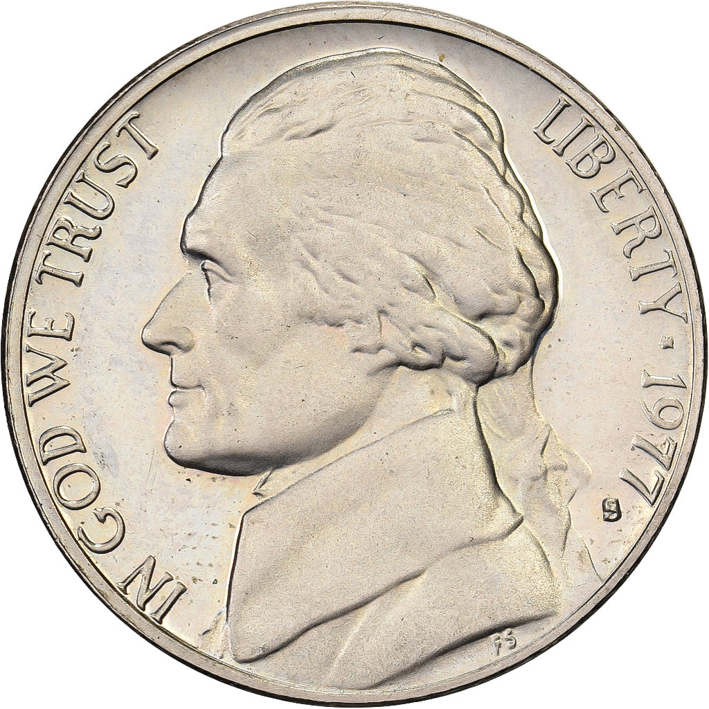 États-Unis, 5 Cents, Jefferson, 1977, San Francisco, BE, Nickel, SPL+