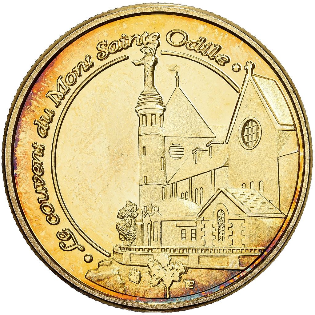 França, medalha, Alsace - Mont Sainte-Odile - le couvent, Gilt steel, MS(63)