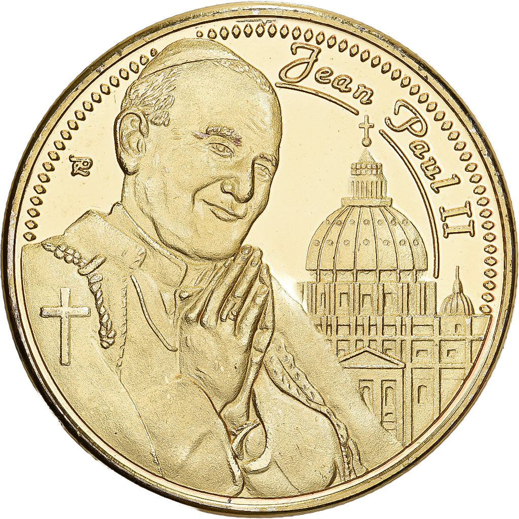 France, Medal, John Paul II, Gilt iron, Colourized, MS(63)