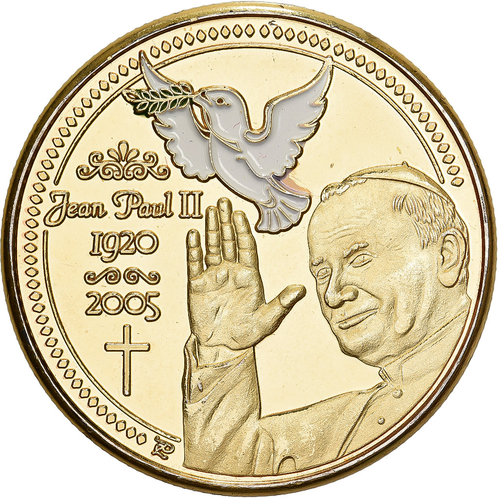 France, Medal, John Paul II, Gilt iron, Colourized, MS(63)
