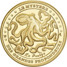 France, Medal, Cherbourg, Scaphandrier et poulpe, Gilt iron, MS(63)