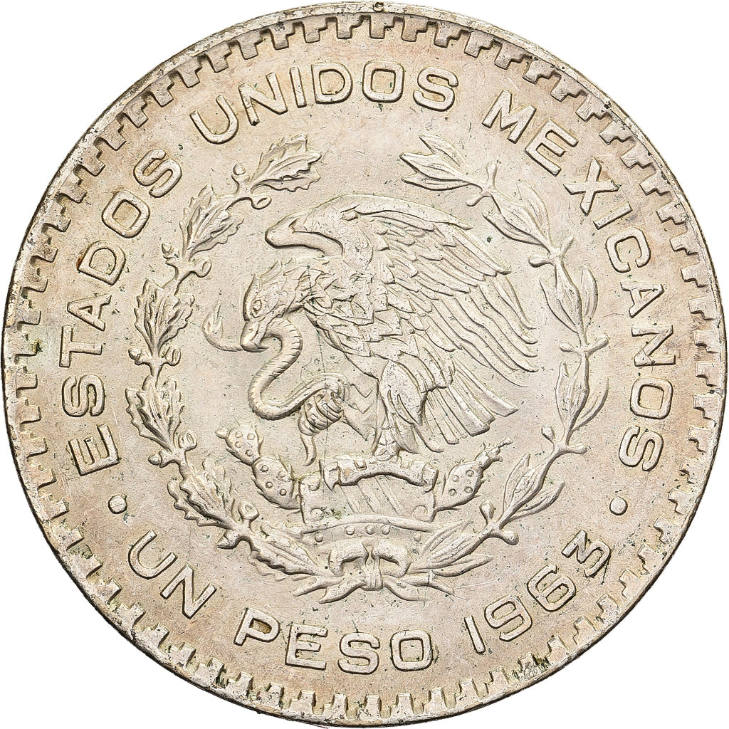 Mexico, 1 Peso, 1963, Mexico City, Billon, AU(55-58), KM:459