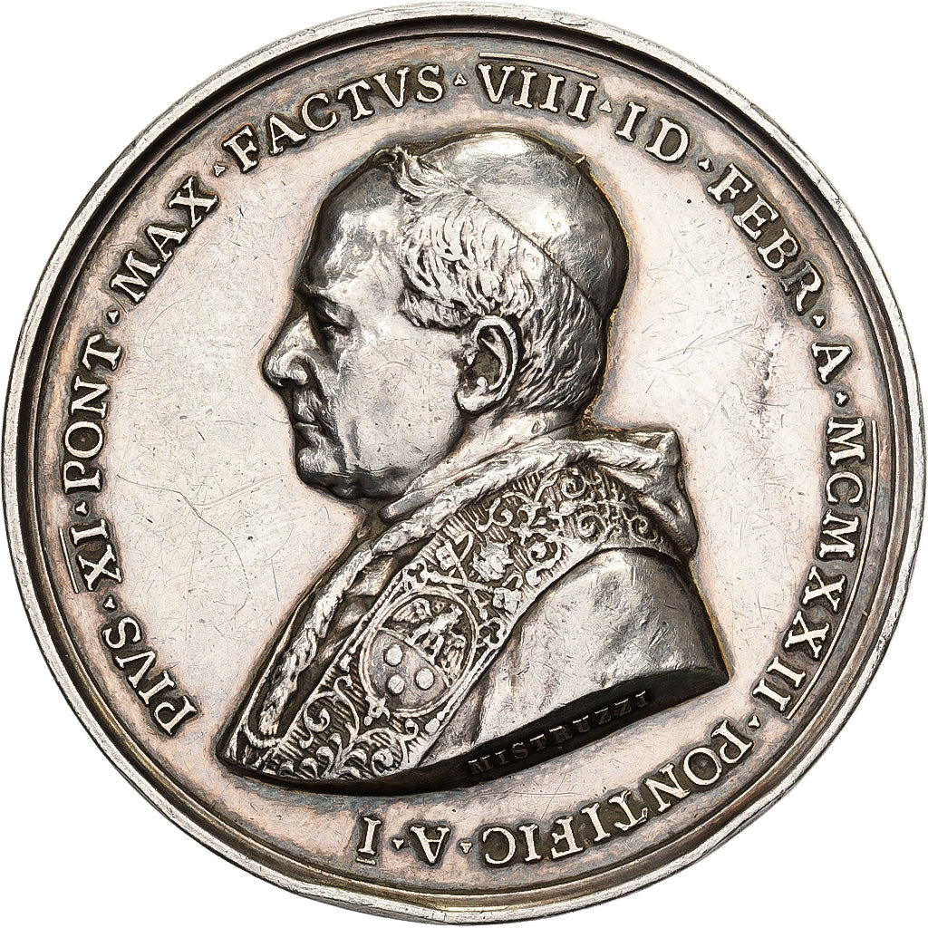 Vatican, Médaille, Pie XI, 300 ans Propaganda Fide, 1922, Argent, Mistruzzi
