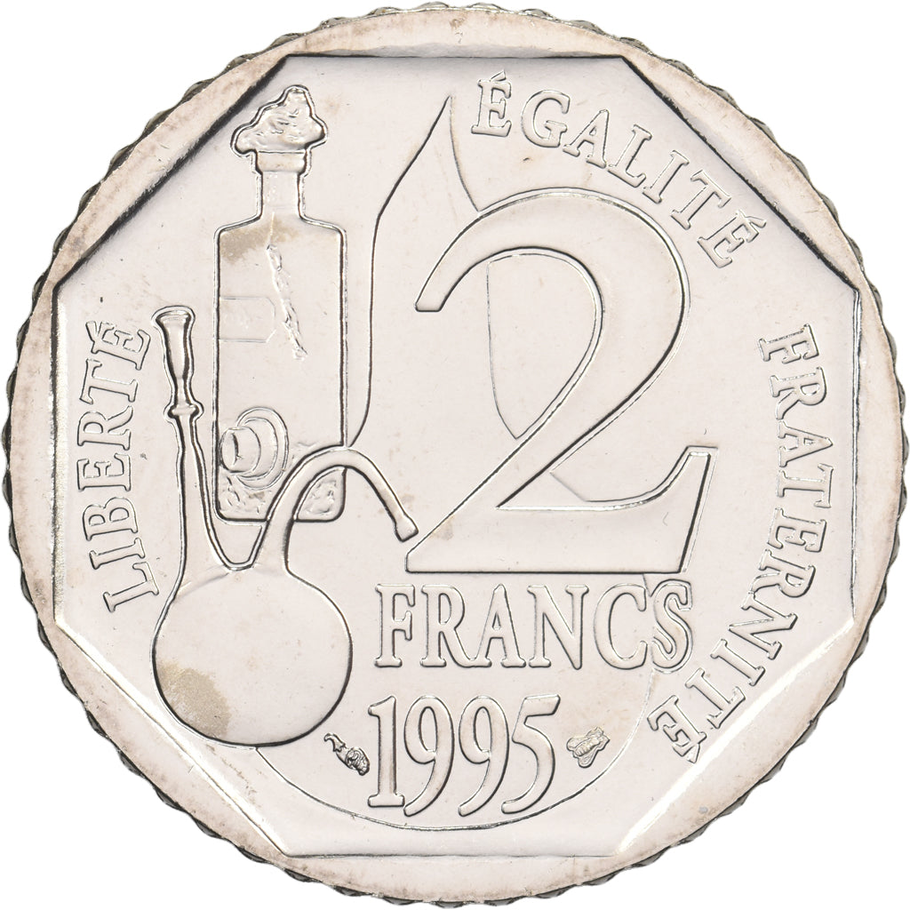 Frankrijk, 2 Francs, Louis Pasteur, 1995, MDP, Pattern, Nickel, UNC-