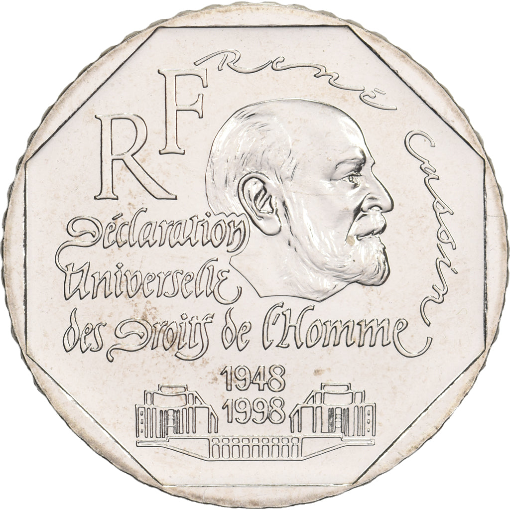 France, 2 Francs, René Cassin, 1998, MDP, Pattern, Nickel, MS(63)