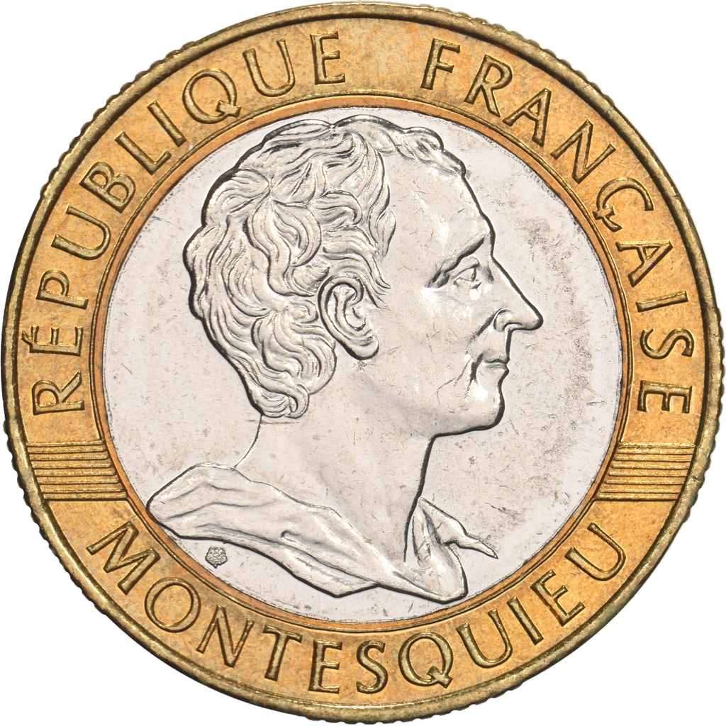 France, 10 Francs, Montesquieu, 1989, MDP, Pattern, Cupro-aluminium-nickel