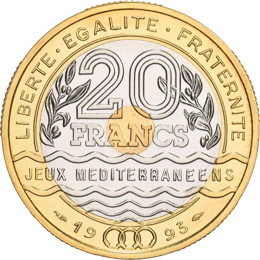 France, 20 Francs, Jeux Méditerranéens, 1993, MDP, Pattern