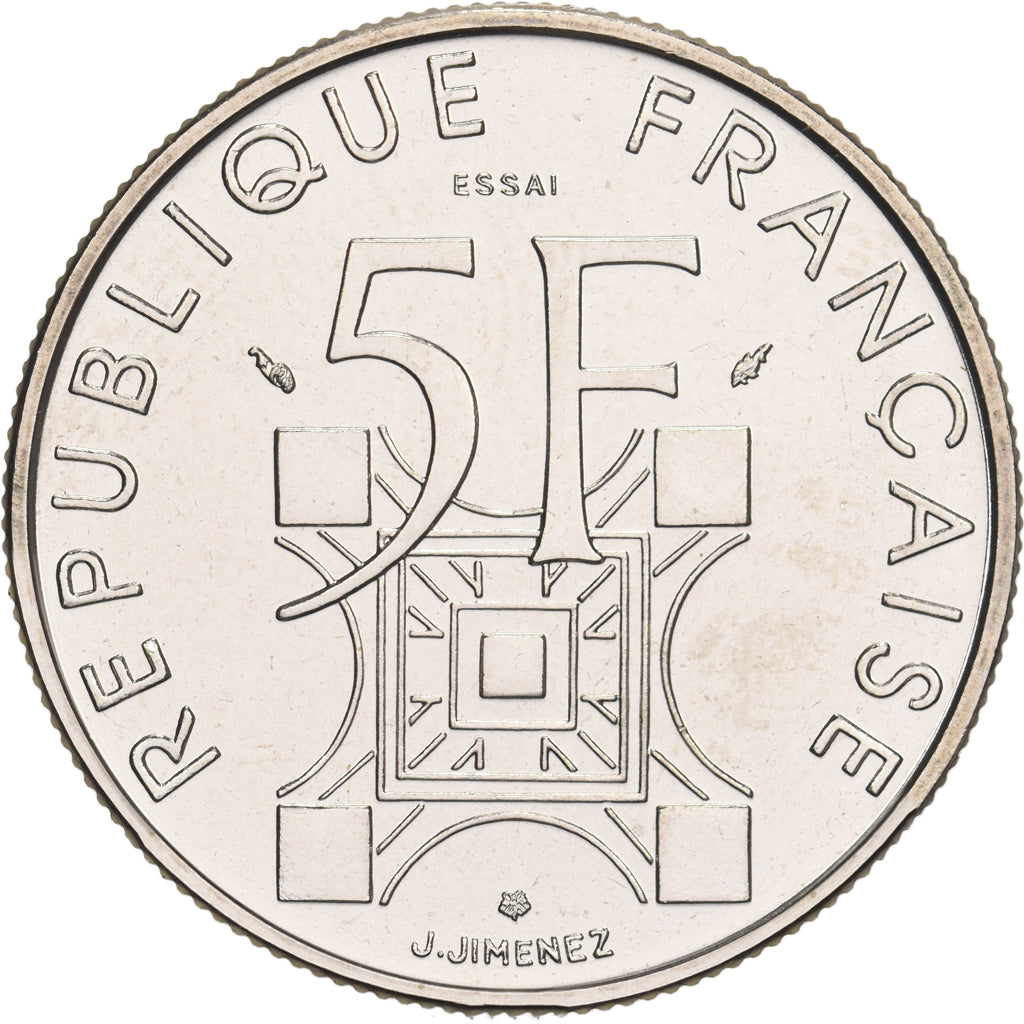 Francja, 5 Francs, Tour Eiffel, 1989, MDP, Pattern, Nikiel powlekany miedzią i
