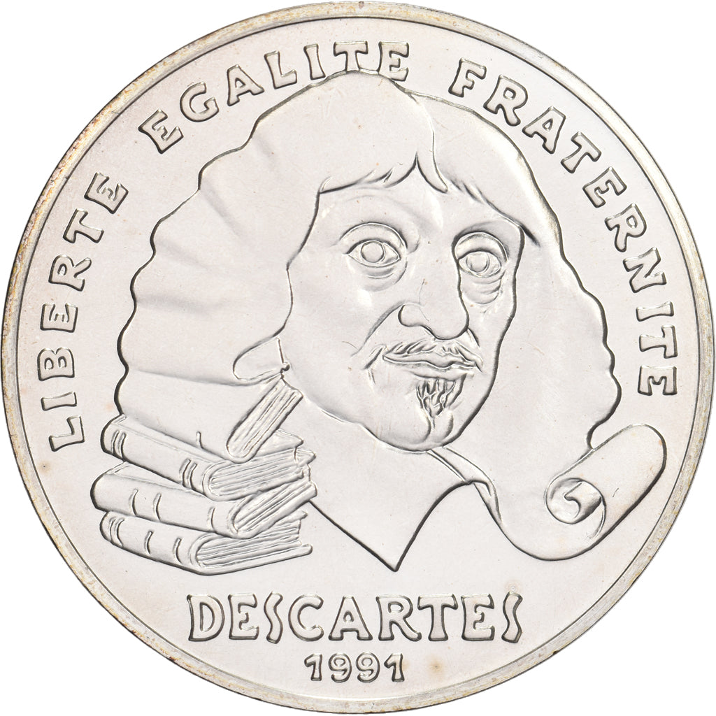 Francia, 100 Francs, Descartes, 1991, MDP, Pattern, Argento, FDC, Gadoury:240.6