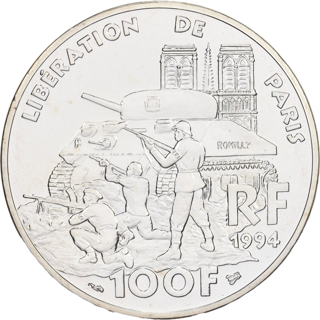 Francja, 100 Francs, Libération de Paris, 1994, MDP, Pattern, Srebro