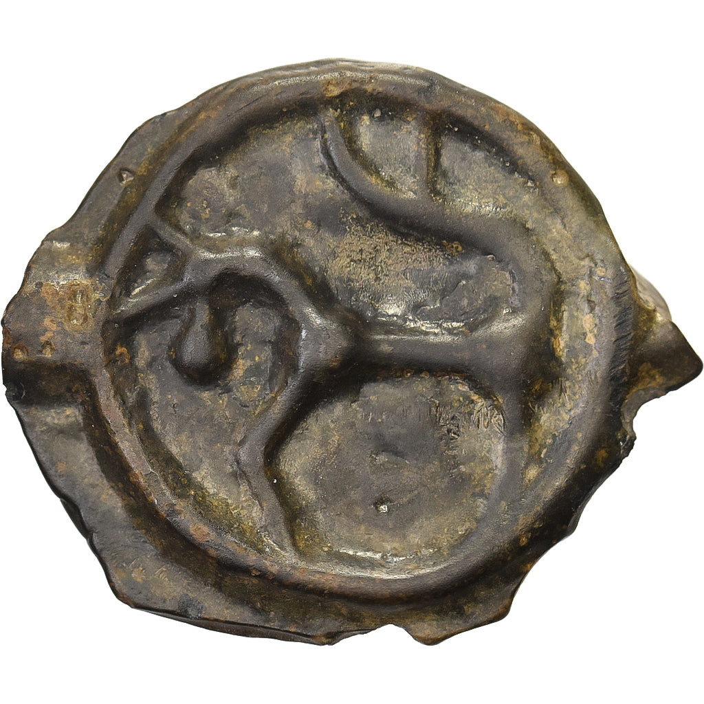 Remi, Potin à la tête casquée, 2nd century BC, Bronzo, MB+, Delestrée:150