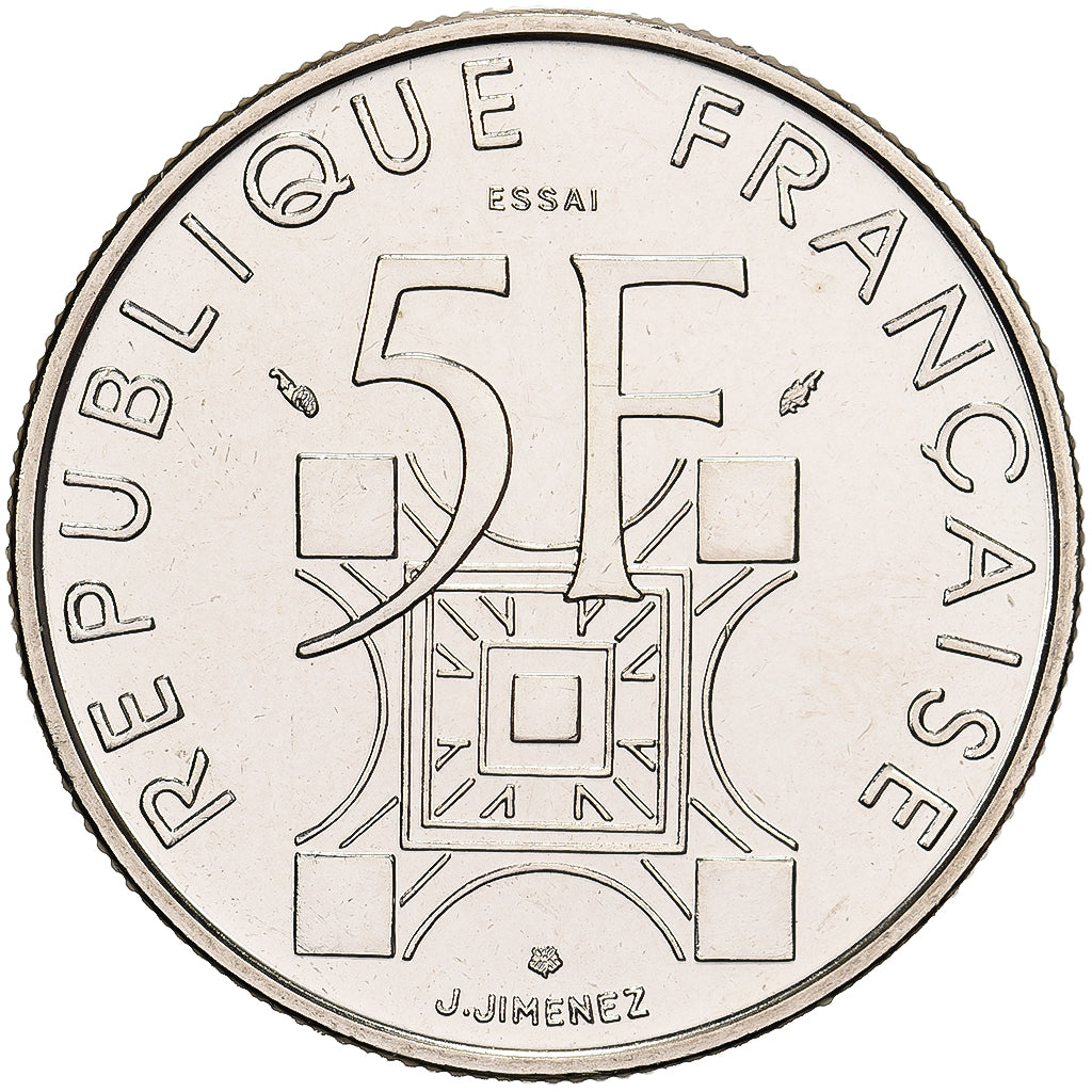 France, 5 Francs, Tour Eiffel, 1989, MDP, Pattern, Nickel Clad Copper-Nickel