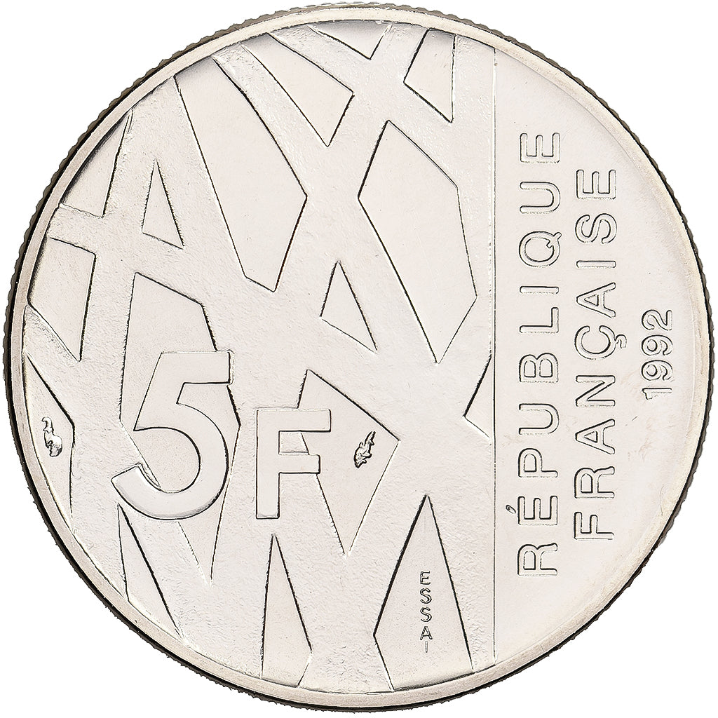 France, 5 Francs, Pierre Mendès France, 1992, MDP, Pattern, Nickel Clad