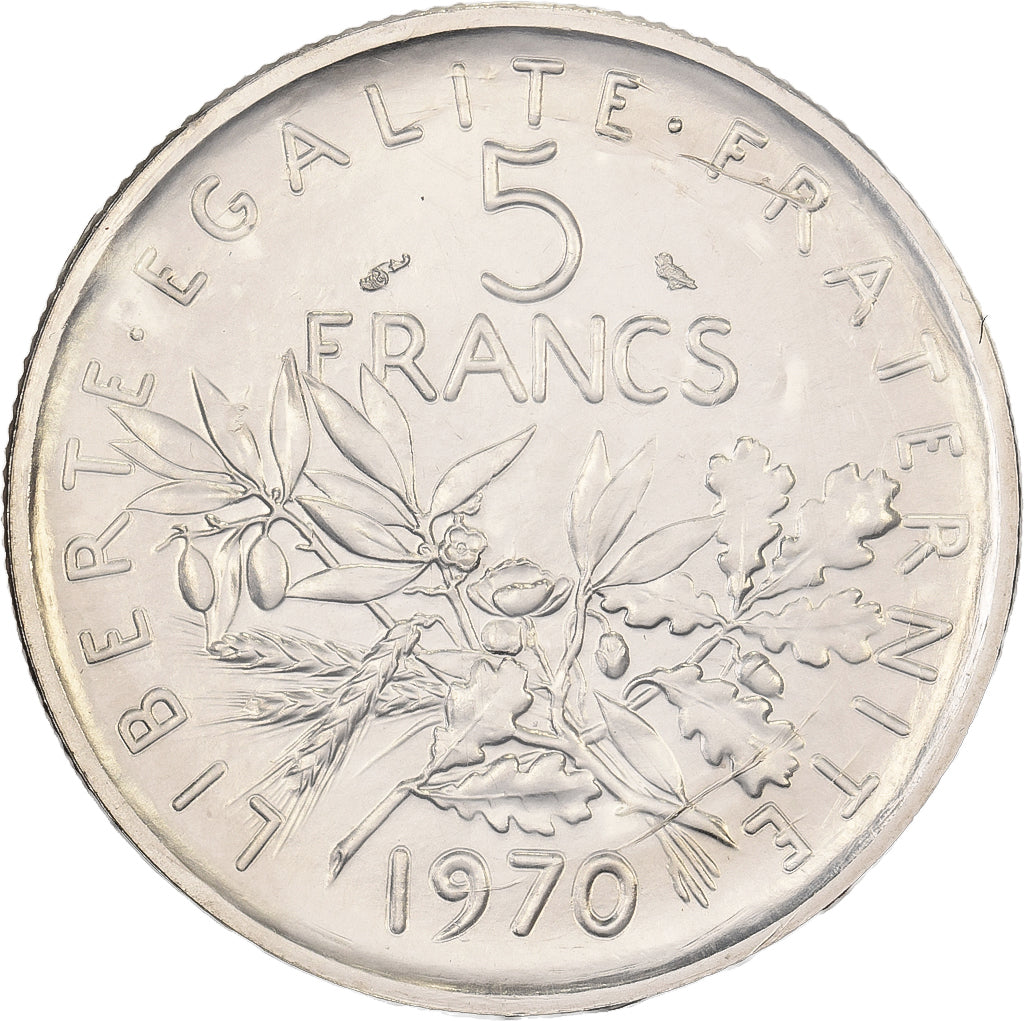 France, 5 Francs, Semeuse, 1970, MDP, Pattern, Nickel Clad Copper-Nickel